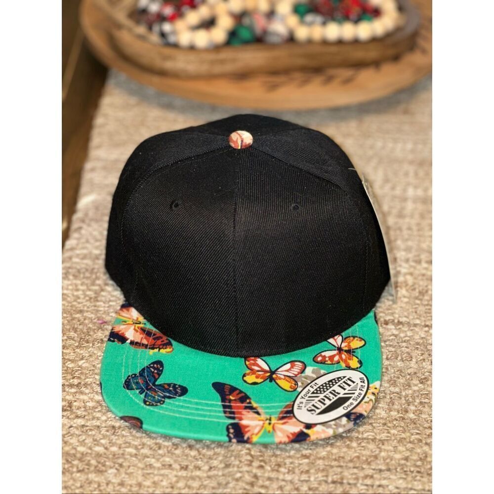 Baseball Cap Snapback butterfly Adjustable Flat Bill Visor Hat Hip Hop Style Hat